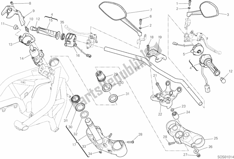 Toutes les pièces pour le Guidon Et Commandes du Ducati Monster 821 Stealth 2020